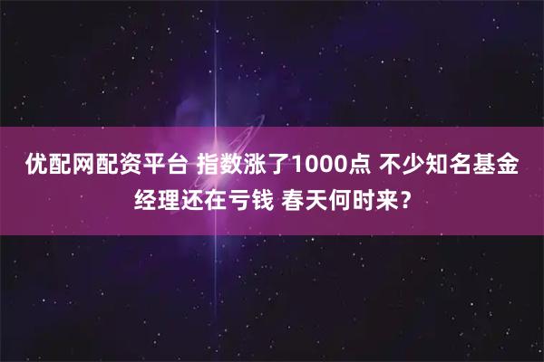 优配网配资平台 指数涨了1000点 不少知名基金经理还在亏钱 春天何时来？